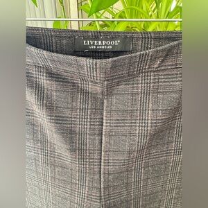 Liverpool Ponte Burgundy Gray Black Preppy Plaid Women's Pants Y2K-14 petite